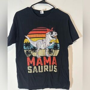 Port & Company Unisex Medium Mamasaurus Black Short Sleeve Tshirt Casual Dinosau